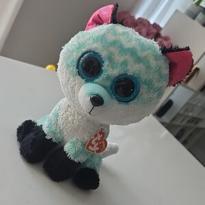 Ty Plush with Aqua and Pink Zigzag Pattern